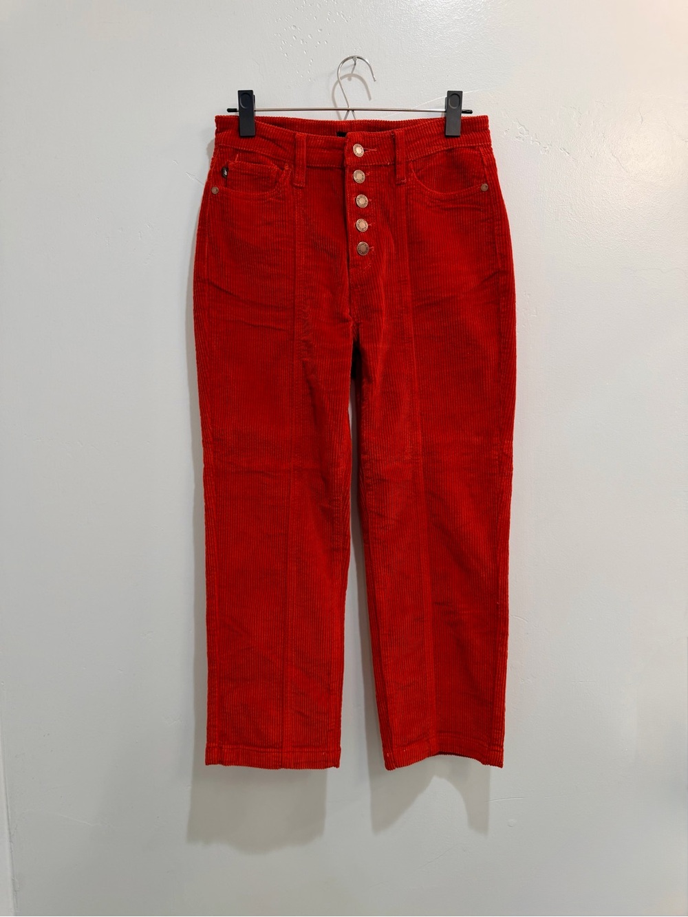 Judy Blue High Rise Button Fly Ankle Straight Corduroy Pants Rust Red Size 5/27 - Picture 3 of 14